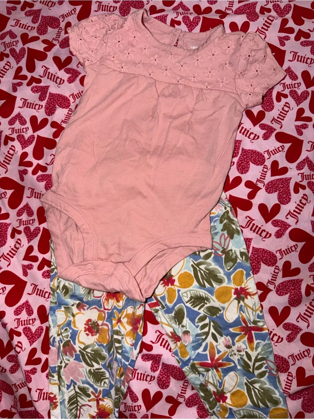 Carter's Light Pink Eyelet Yoke Baby Onesie